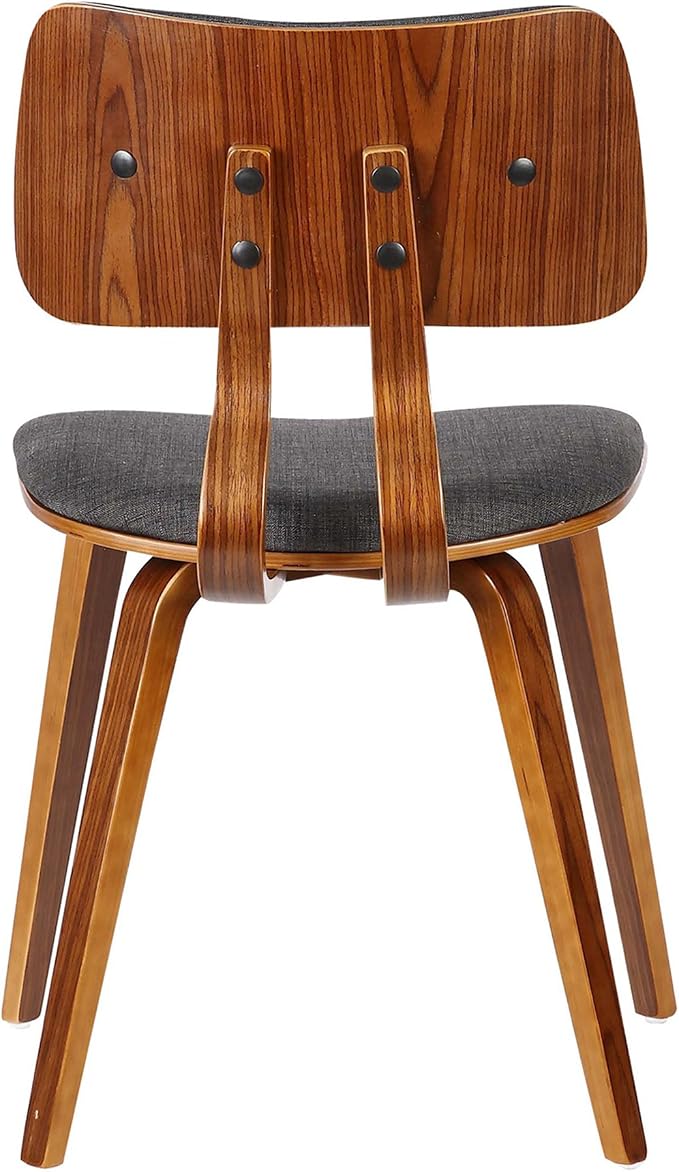 Armen Living Jaguar Mid-Century Dining Chair in Walnut Wood and Charcoal Fabric - Image 5