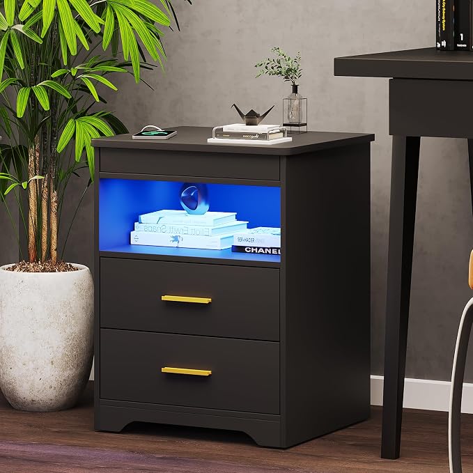 Nightstand Set of 2, Charging Bedside Table - Image 7