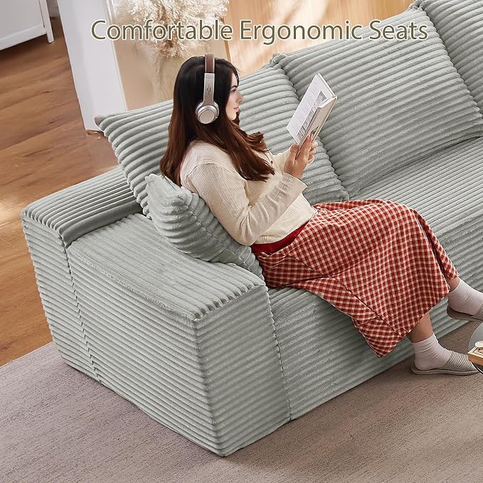 140" Sectional Cloud Couch for Living Room, Modular Floor Deep-Seat Sofa - Image 4