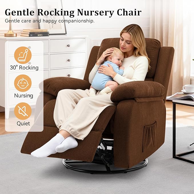 Korser Recliner Chair, 360 Swivel Rocker Chair - Image 5
