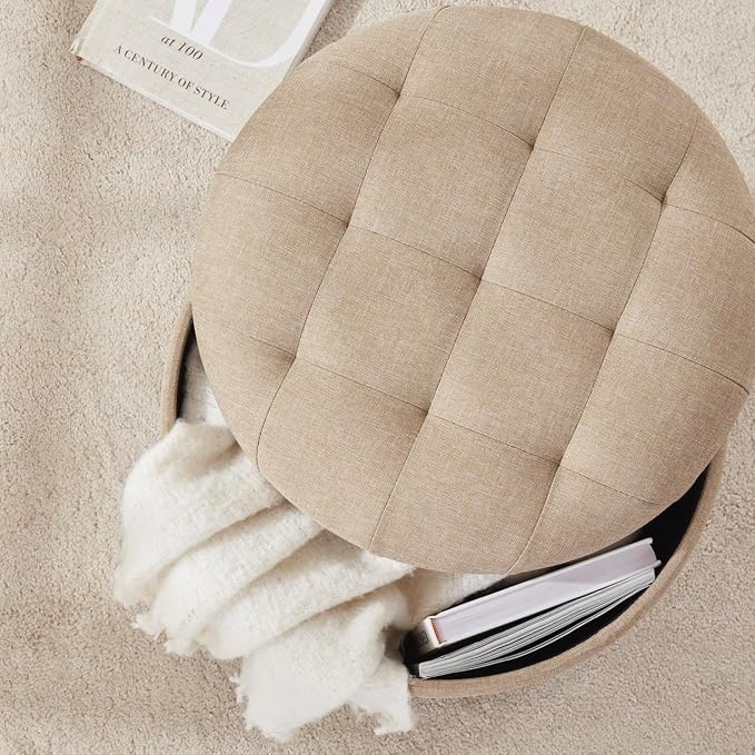 Ornavo Home Round Storage Ottoman - Image 4