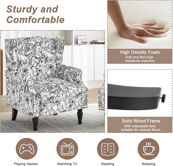 Pia Ricco High Back Floral Accent Chair - Image 4