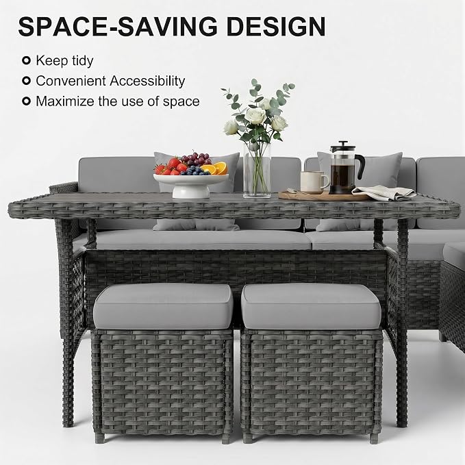 LOUVIXA 7 Pieces Patio Furniture Set, Outdoor Patio Furniture, Wicker - Image 4
