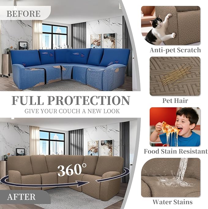 100% Waterproof Sectional Recliner Couch Covers - Image 6