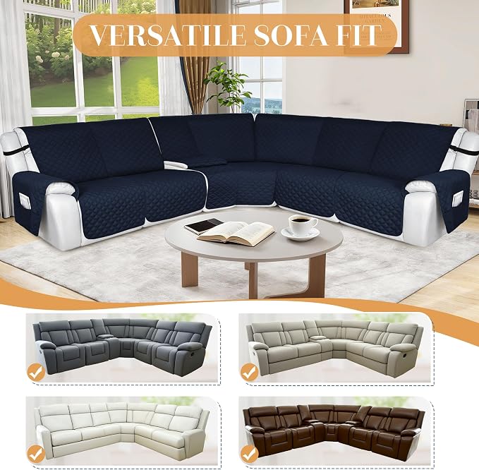 HDCAXKJ 100% Waterproof Reclining Sectional Couch Covers L Shape Recliner Sofa - Image 6