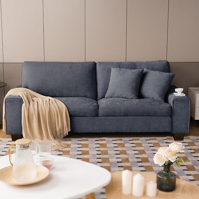 DOPEDIO Modern Loveseat Sofa for Living Room, Chenille Recliner, Removable Cover by DOPEDIO