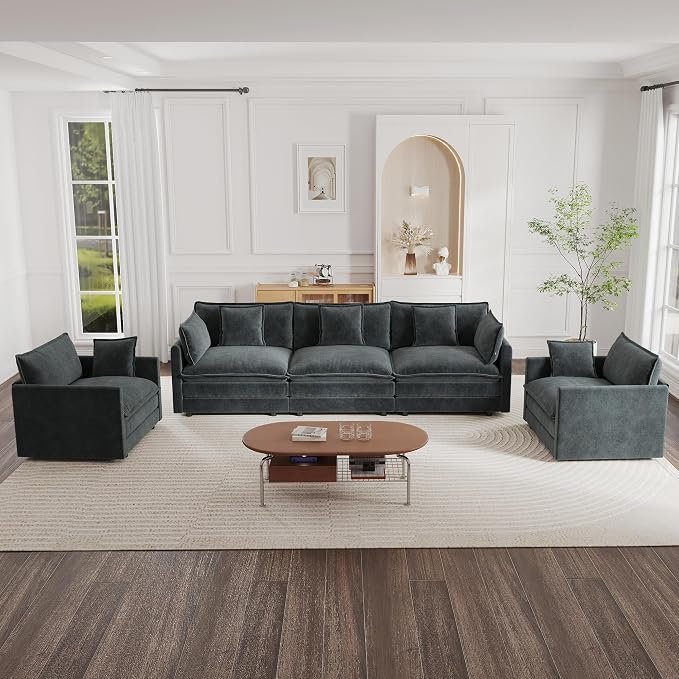mikibama Luxury 3 Piece Sofa Set, 2 Pieces of Single Sofa and 1 Piece of 3 by Mikibama