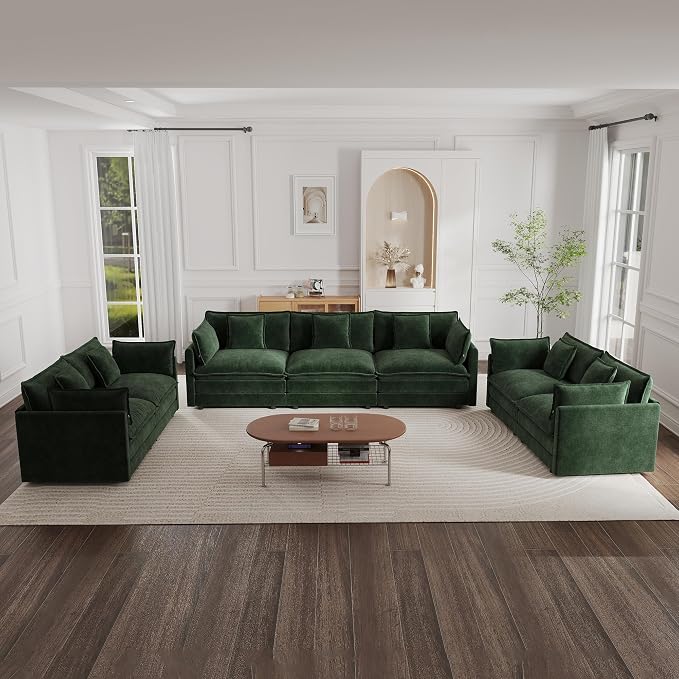 mikibama Luxury Oversized 3 Piece Sofa Set, 2 Pieces of 2 Seater and 1 Piece of by Mikibama