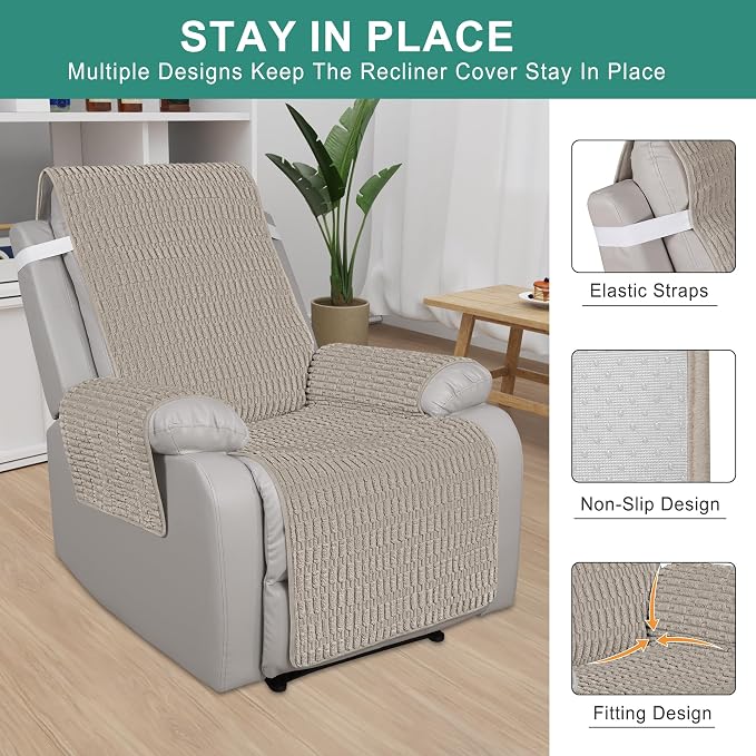 Foxdecor Recliner Chair Covers, Recliner Cover Non-Slip Chair Covers, Washable - Image 3