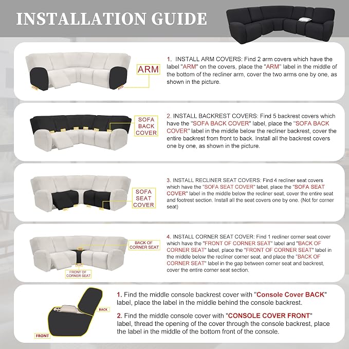 100% Waterproof Sectional Recliner Couch Covers - Image 7
