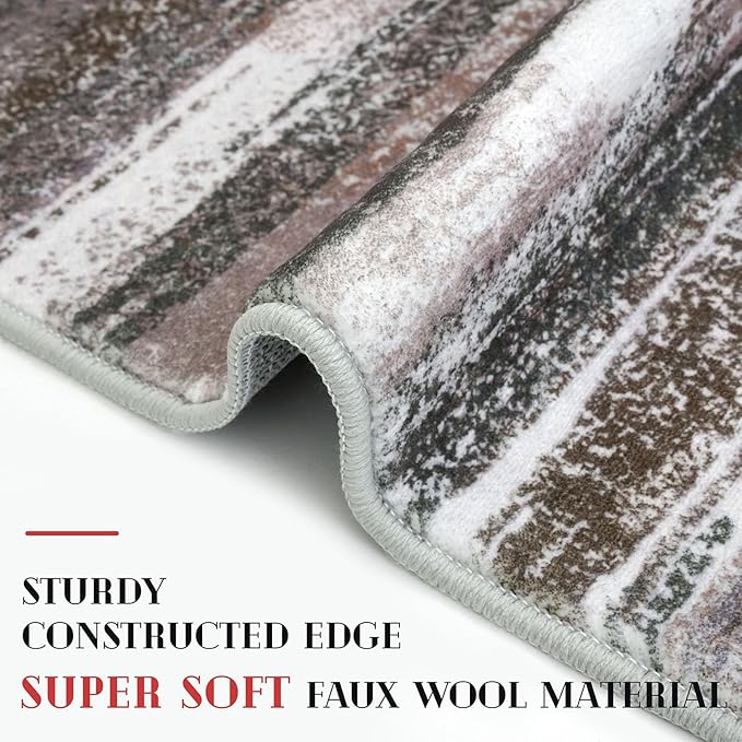 Lansny Modern Abstract 6x9 Machine Washable Living Room Rug Non-Slip Soft - Image 4
