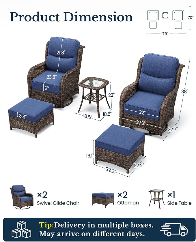 HILLGA 5-Piece Luxury Patio Furniture Set - Image 2