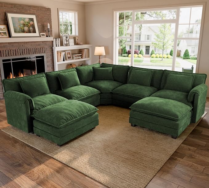 ELUCHANG 114" Oversized V-Shaped Cloud Couch Modular Sectional Sofa by ELUCHANG