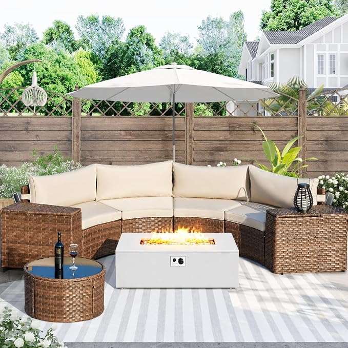 ECOTOUGE 8-Piece Half-Moon Curved Patio Furniture Set by ECOTOUGE