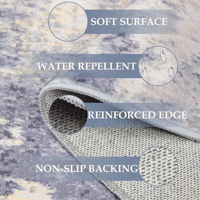 RELEANY Washable Area Rugs 7'x9' Non-Slip Modern Abstract Soft - Image 8