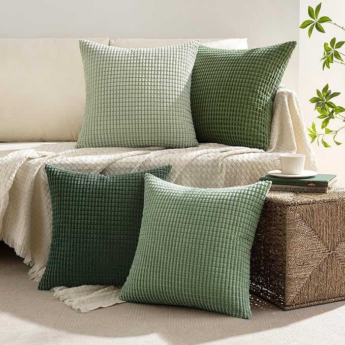 MIULEE Sage Green Pillow Covers 22x22 Inch Set of 4 Spring Boho Farmhouse Home - Image 3