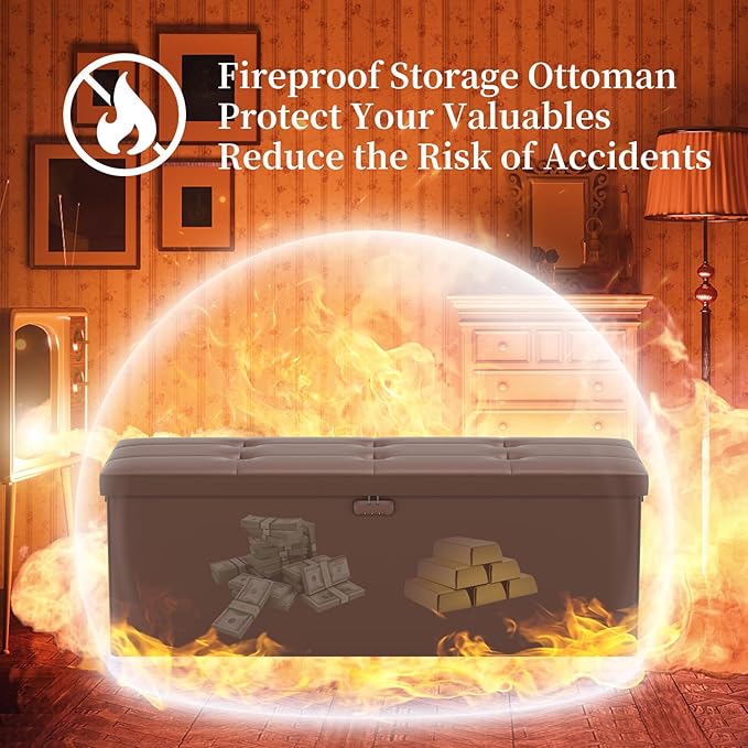 DocSafe Storage Ottoman Bench, Fireproof＆Waterproof Folding Bench - Image 7