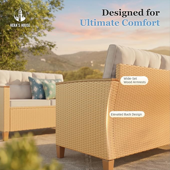 HERA'S HOUSE Patio Furniture Set, 8 Piece Wicker Outdoor Patio Conversation Set - Image 6