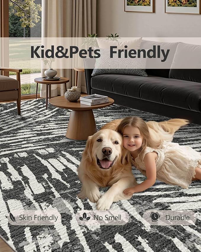 Latte&Fog 6x9 Area Rugs for Living Room Bedroom, Modern Abstract Washable Rug - Image 8