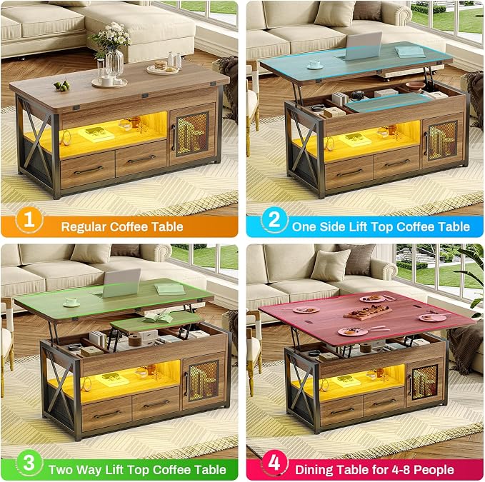 Itaar 40" Lift Top Coffee Table, 4 in 1 Coffee Tables - Image 5