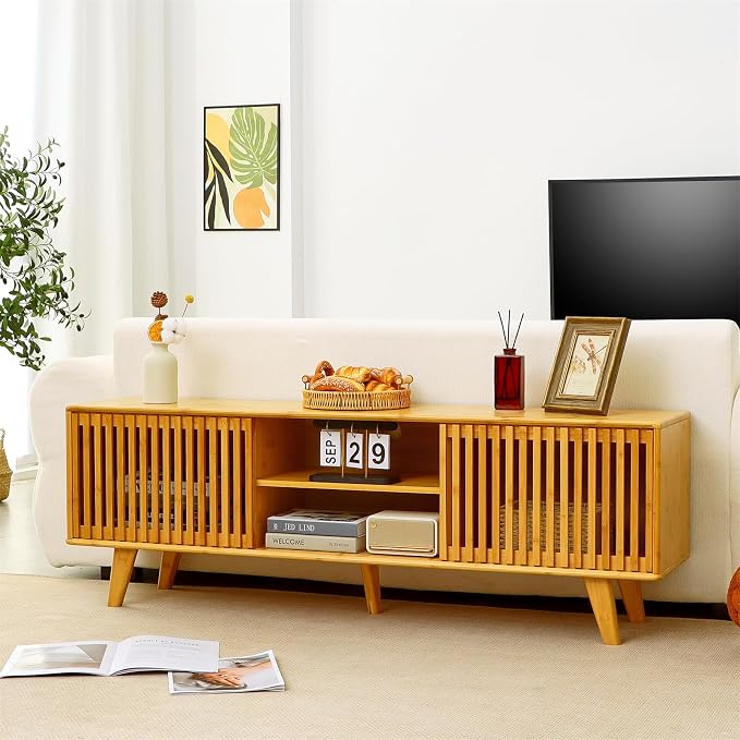 Bamboo TV Stand for TVs up to 65", Accent Entertainment Center - Image 5