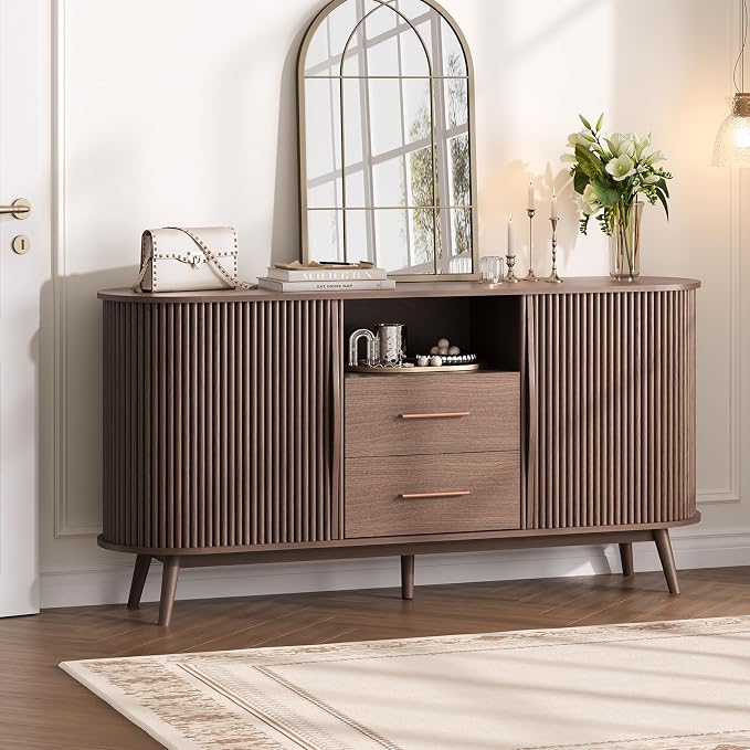 Jiansu furni, Walnut Mid-Century Modern Coffee Bar Station - Image 6