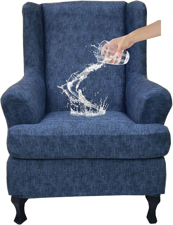 KRFOONN Stretch Wing Chair Slipcovers Printed 2 Piece Wingback Chair Covers by KRFOONN