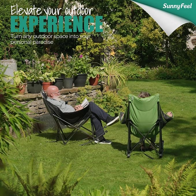SUNNYFEEL Oversized Rocking Camping Chair 2 Pack, Fully Padded Patio Chair - Image 5