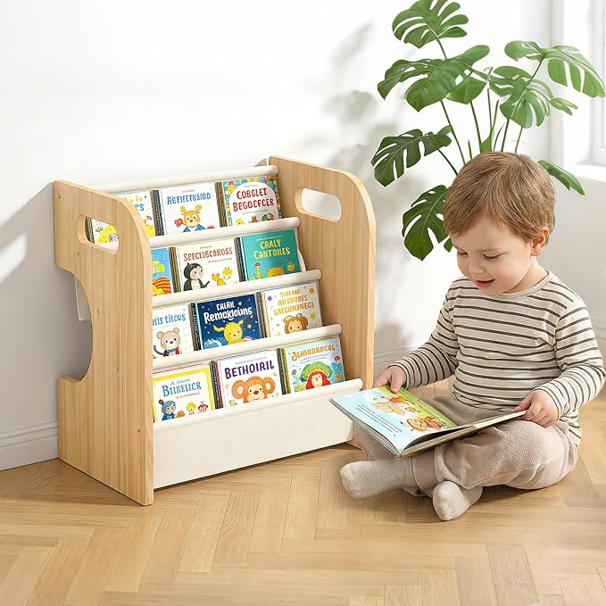 XiaZ Bookshelf for Kids Room Wooden Montessori Toddler Bookshelf Solid Pine by XiaZPet