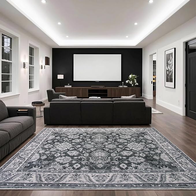 Area Rugs for Living Room, 4x6 Washable Rugs for Bedroom, Non-Slip Retro Floral - Image 4