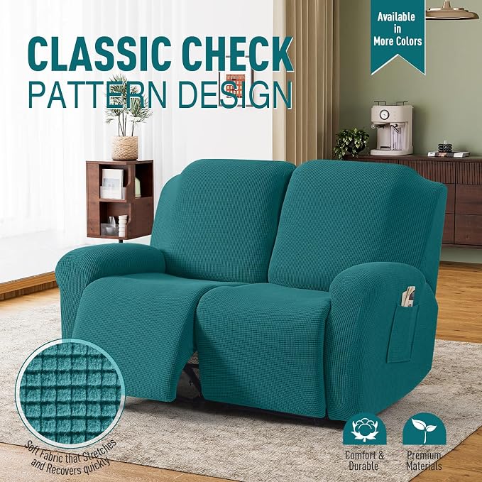 TAOCOCO Recliner Loveseat Slipcover, 6 Pieces Dual Recliner Sofa Covers - Image 2