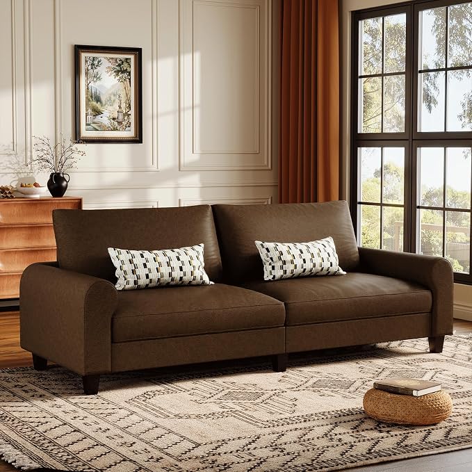 EASE MOOSE 88.5" Large Seat Faux Leather Loveseat Sofa, Waterproof and - Image 3
