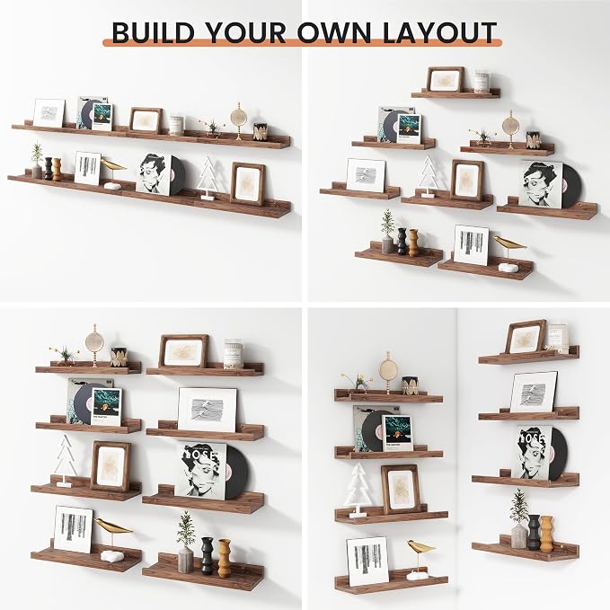 Floating Picture Ledge Shelves Set of 8, 16 Inch Shelves - Image 6