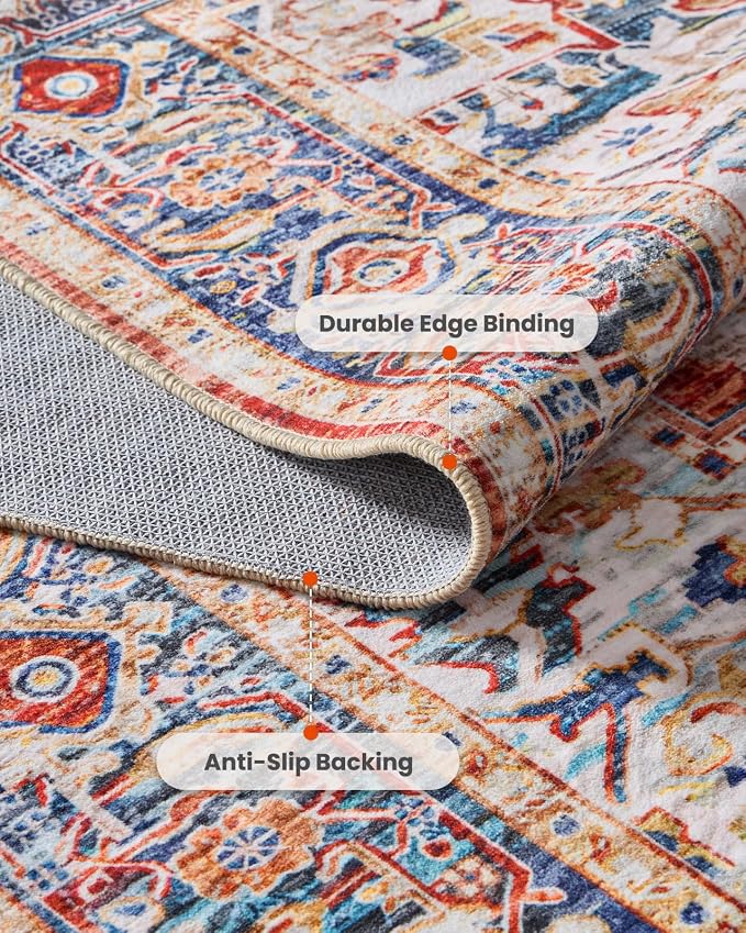AMADA HOMEFURNISHING 8x10 Washable Area Rug, Low-Profile Large Area Rug - Image 7