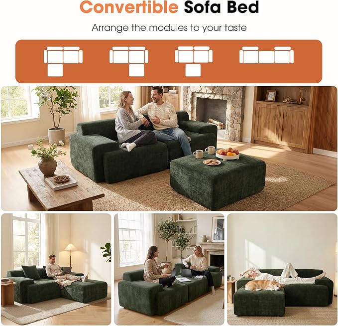 83.5" Boneless Loveseat with Ottoman, Cloud Comfy Couches - Image 8