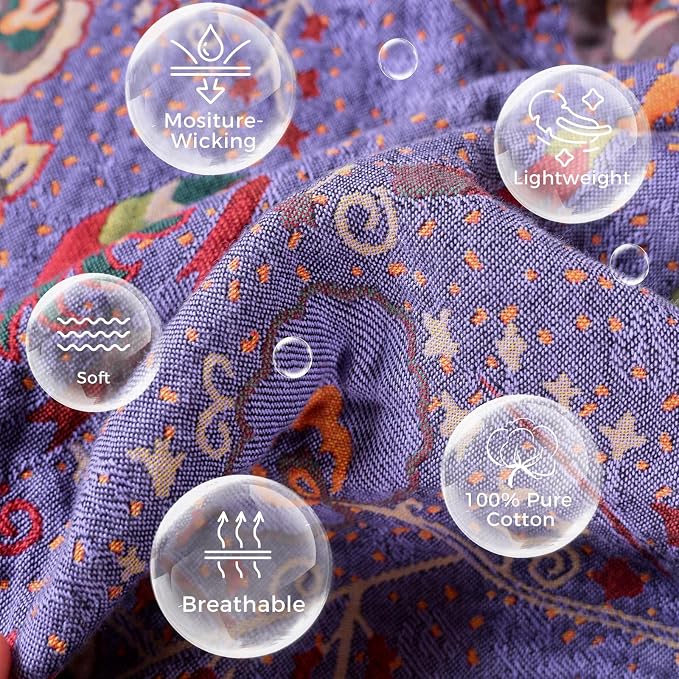 LUTBM Boho Throw Blanket for Bed 100% Cotton Soft Lightweight Quilt Home Decor - Image 7