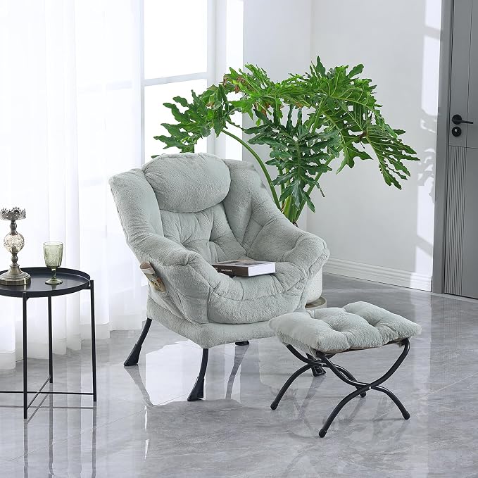 Tiita Lazy Chair with Ottoman, Comfy Leisure Sofa Armchair with Ottoman - Image 5