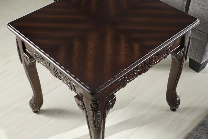 Roundhill Furniture Traditional Ornate Detailing Wood End Table, Dark Cherry - Image 5