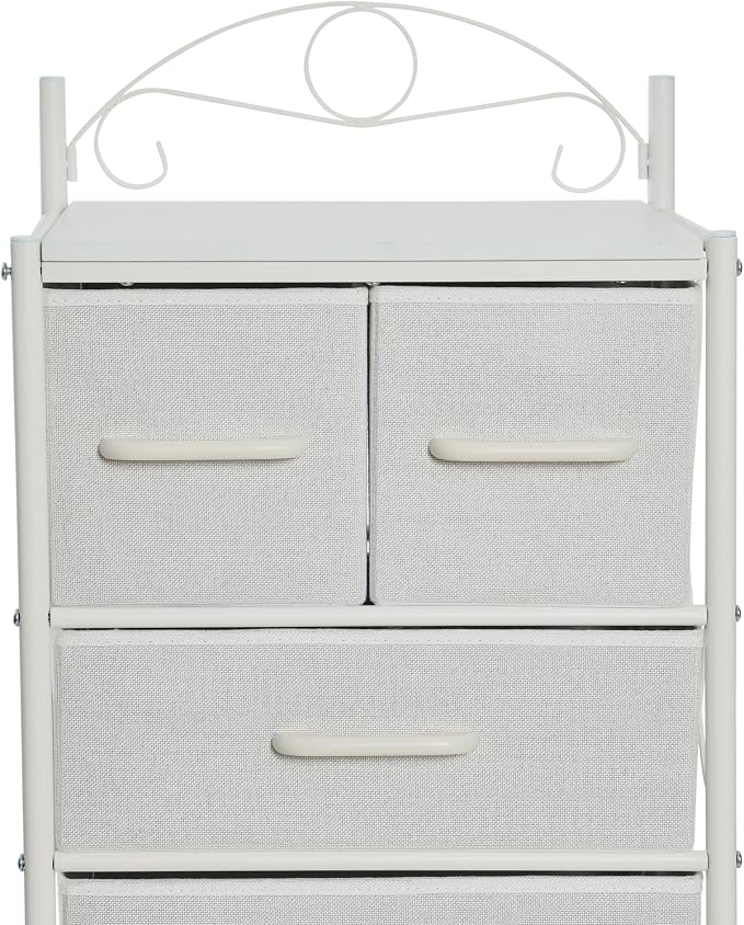 Household Essentials Scandinavian White Iron & Wood Tower Dresser - Image 6