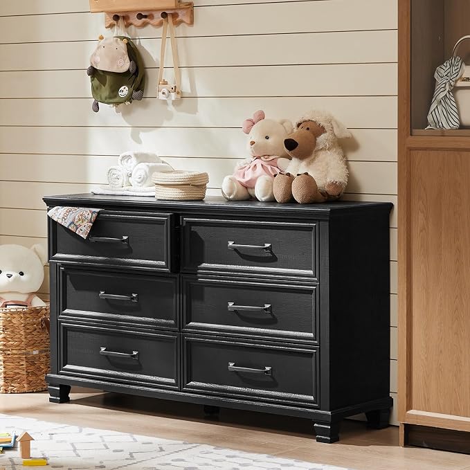 SAVOR LIFE Farmhouse Black 6 Drawer Dresser - Image 8