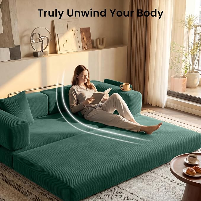 78.8" Convertible Sofa Bed, Corduroy Futon Couch - Image 5