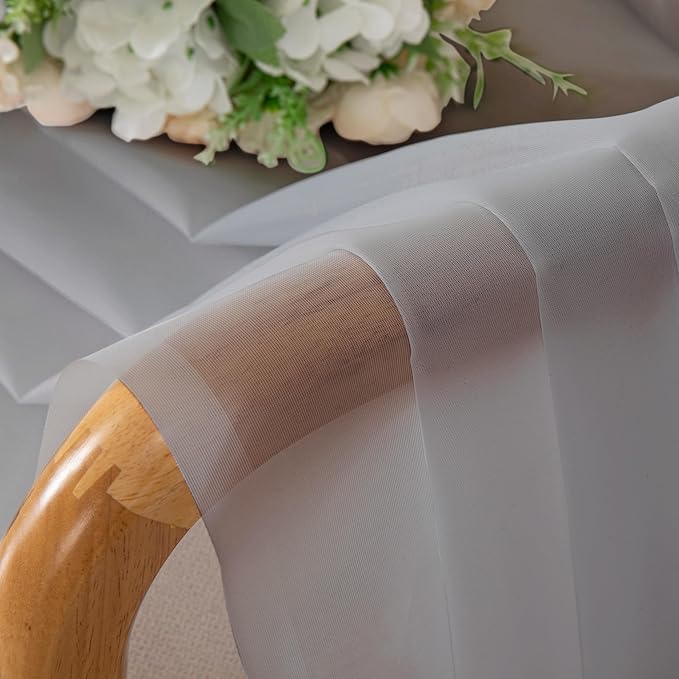 OVZME Light Grey Sheer Curtains 96 Inches Long 2 Panels - Image 5