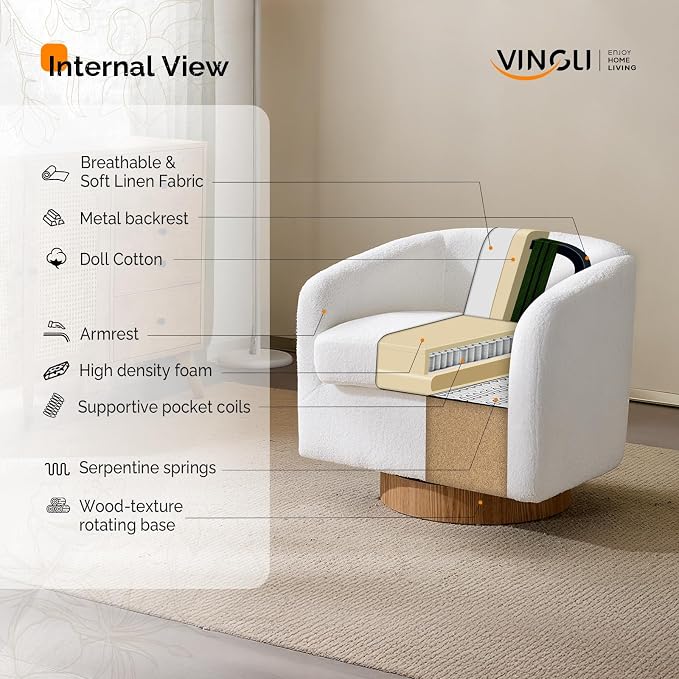 VINGLI 360°Swivel Accent Chair - Image 7