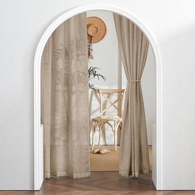 RYB HOME Sheer Linen Curtains 90 inches Long, Rod Pocket & Back Tab Linen Blend - Image 7