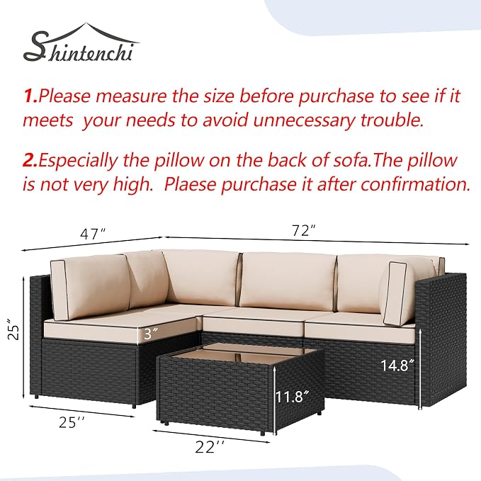 5 Piece Outdoor Patio Furniture Set, All Weather Conversation Set - Image 5