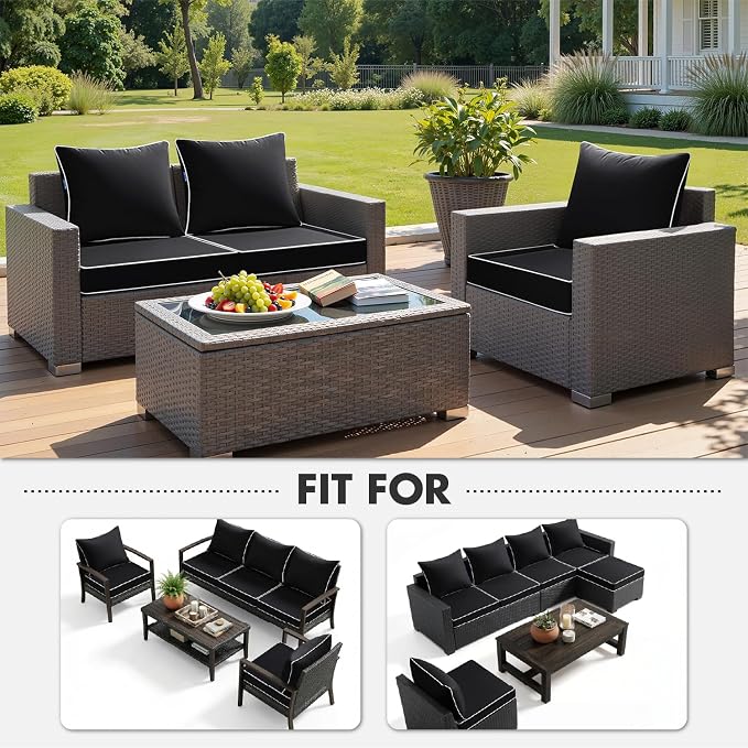 MIULEE Black Outdoor Seat Cushion 22x24 Inch Waterproof & 3 Year Fade Resistant - Image 5