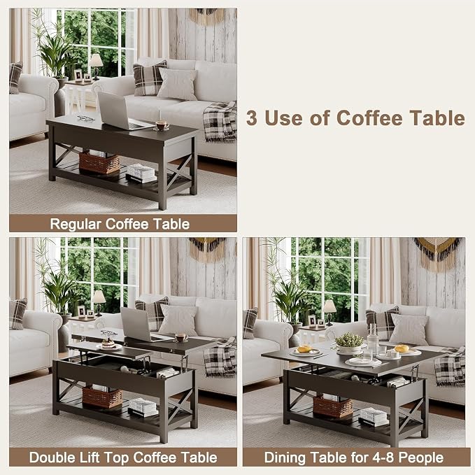 ChooChoo Coffee Table Lift Top, Converts to Dining Table - Image 4