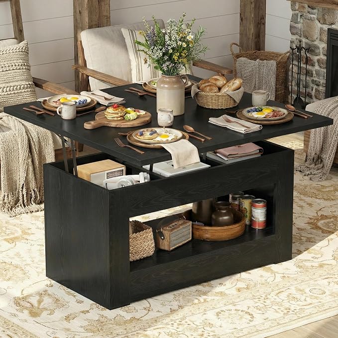 UNIQUITE 40" Lift Top Coffee Table, 4 in 1 Multi-Function Lift Coffee Tables - Image 7