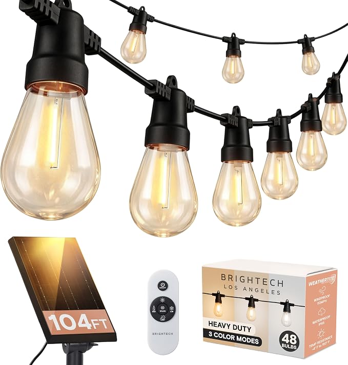 Brightech 104 FT Ambience Pro Solar Powered Outdoor LED String Lights by Brightech