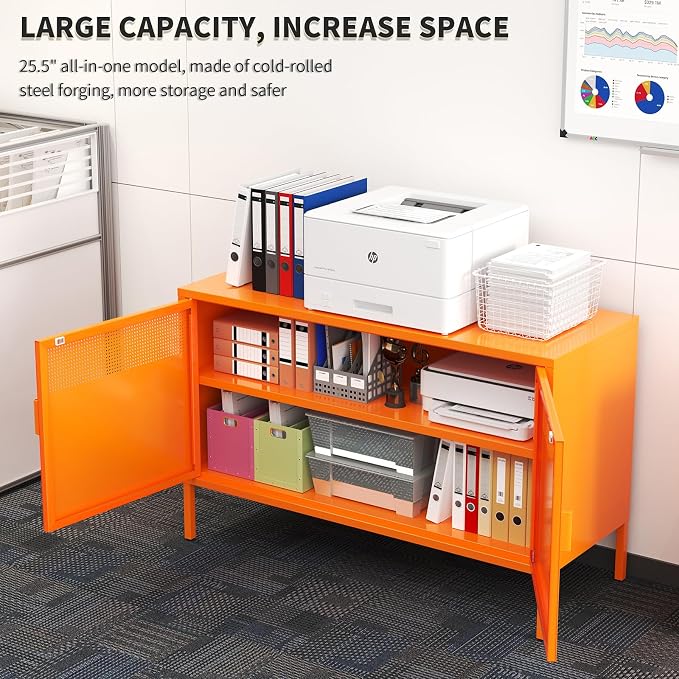 Orange Metal Storage Cabinet - Image 4